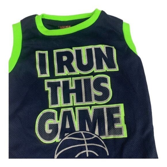 Tuff Guys Boys Navy & Green Basketball Graphic Tank Top Size 3T - Picture 2 of 5